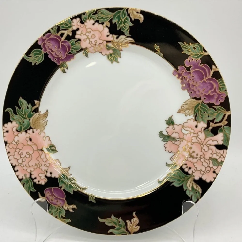 Fitz & Floyd Fine Porcelain 'Cloisonne Peony' Black (1984-1996) 5-Piece Set